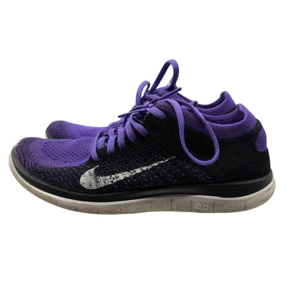 Nike Free RN Flyknit 4.0 Running Shoes Purple/Black Women's Size 7